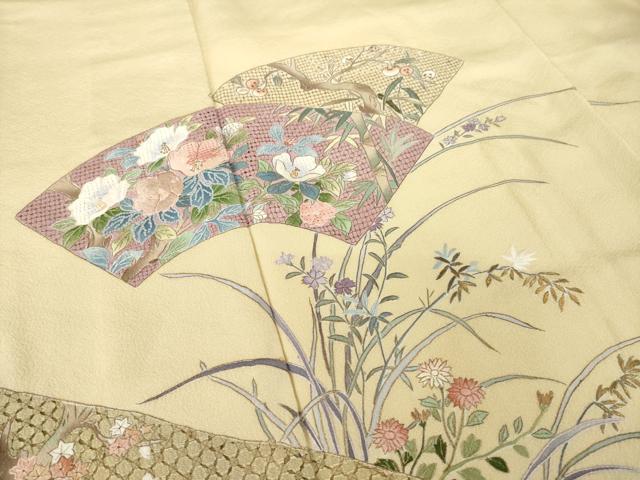平和屋着物●中国三大刺繍 スワトウ刺繍 汕頭刺繍 総刺繍 色留袖 地紙花文 正絹 逸品 AABM5735ck