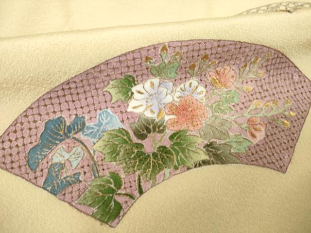 平和屋着物●中国三大刺繍 スワトウ刺繍 汕頭刺繍 総刺繍 色留袖 地紙花文 正絹 逸品 AABM5735ck