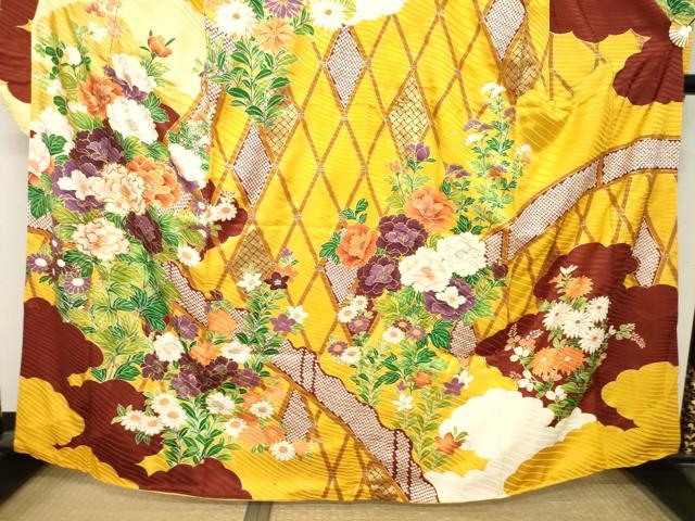 平和屋着物●豪華振袖 駒刺繍 花籬文 正絹 逸品 AABM5743ck