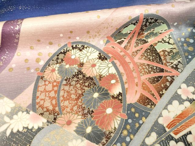 平和屋着物●豪華振袖 流水花籬文 暈し染め 金銀彩 正絹 逸品 AABM5747ck