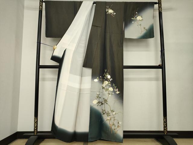 平和屋着物●訪問着 螺鈿 花蝶文 金彩 金通し地 正絹 逸品 未使用 AABM5750ck