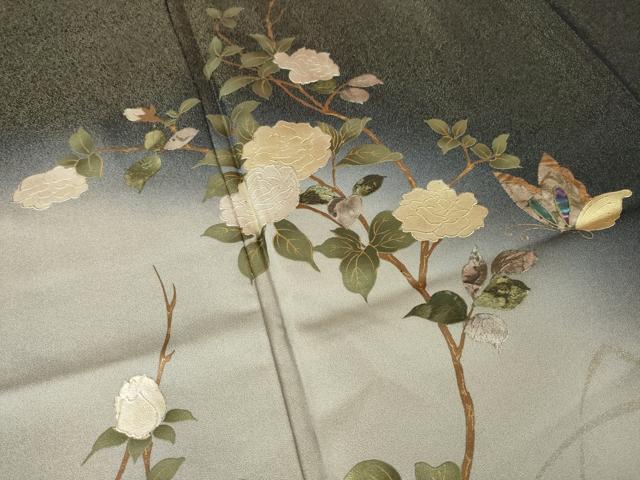平和屋着物●訪問着 螺鈿 花蝶文 金彩 金通し地 正絹 逸品 未使用 AABM5750ck