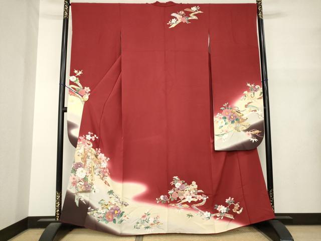 平和屋着物●豪華振袖 駒刺繍 几帳花文 暈し染め 金彩 正絹 逸品 AABM5751ck