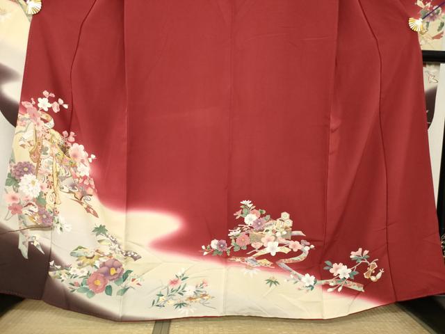 平和屋着物●豪華振袖 駒刺繍 几帳花文 暈し染め 金彩 正絹 逸品 AABM5751ck