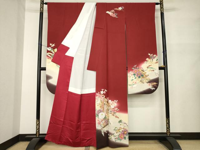 平和屋着物●豪華振袖 駒刺繍 几帳花文 暈し染め 金彩 正絹 逸品 AABM5751ck