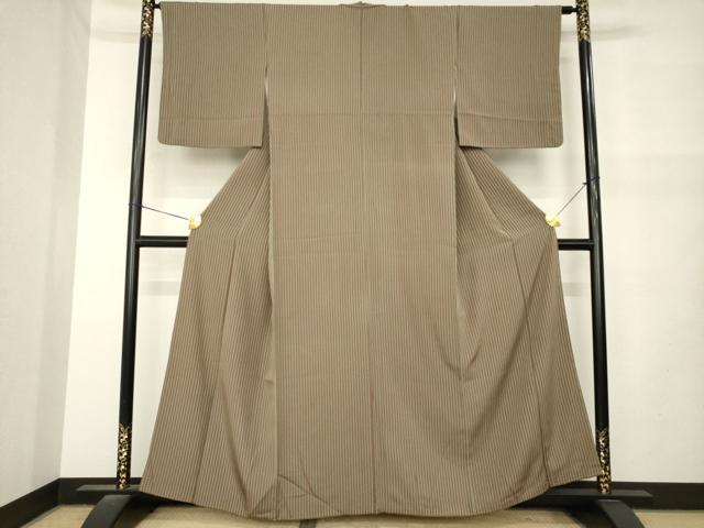 平和屋着物●上質な小紋 縞 正絹 逸品 AABM5762ck
