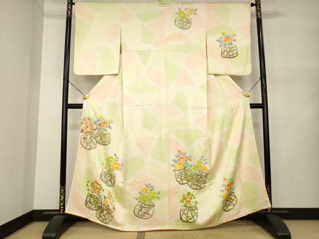 平和屋着物●訪問着 手描き 飾花文 暈し染め 正絹 逸品 AABM5770ck