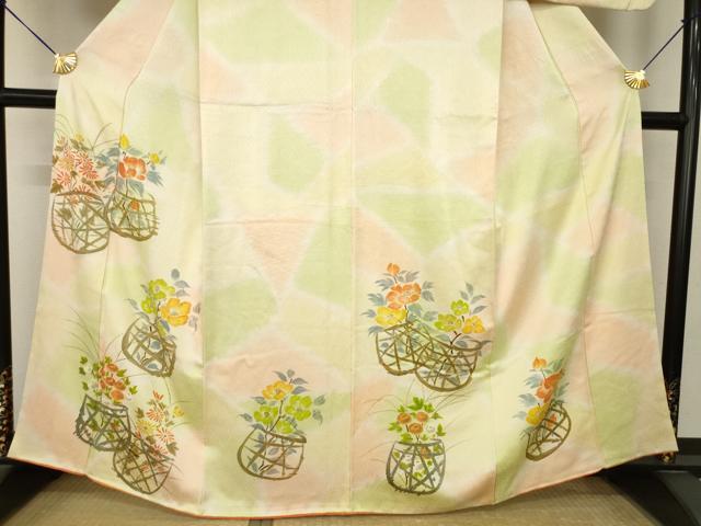 平和屋着物●訪問着 手描き 飾花文 暈し染め 正絹 逸品 AABM5770ck