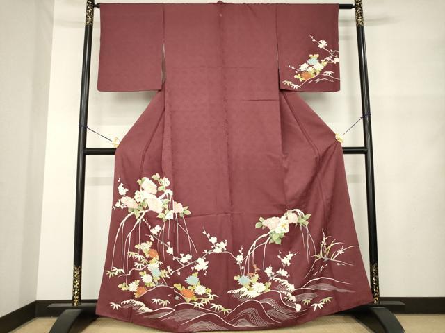 平和屋着物●訪問着 枝垂れ花文 雪持ち 金彩 正絹 逸品 AABM5773ck