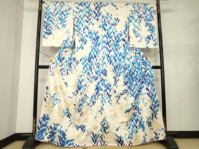 平和屋着物●訪問着 駒刺繍 草花づくし 金彩 三越扱い 正絹 逸品 AABM5774ck