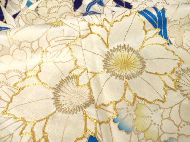 平和屋着物●訪問着 駒刺繍 草花づくし 金彩 三越扱い 正絹 逸品 AABM5774ck