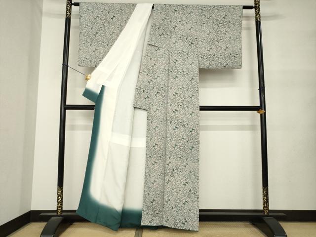 平和屋着物●上質な小紋 型染め 飛鳥蔦草文 鬼しぼ縮緬 正絹 逸品 AABM5782ck