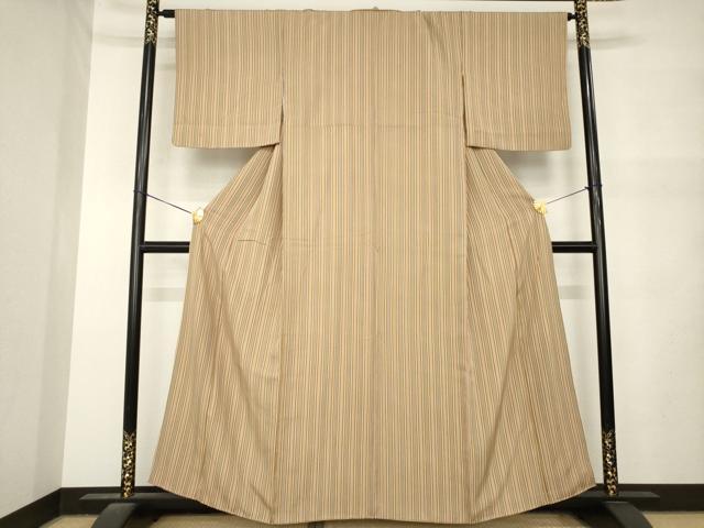 平和屋着物●上質な小紋 縞 正絹 逸品 AABM5789ck