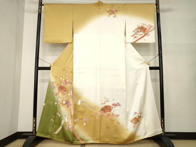 平和屋着物●訪問着 地紙花文 暈し染め 正絹 逸品 AABM5791ck