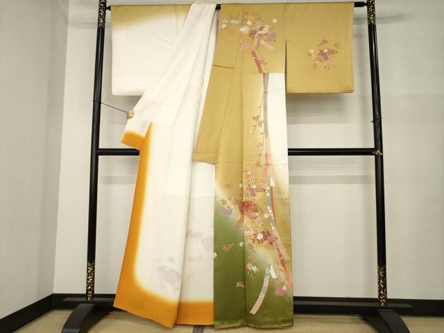 平和屋着物●訪問着 地紙花文 暈し染め 正絹 逸品 AABM5791ck