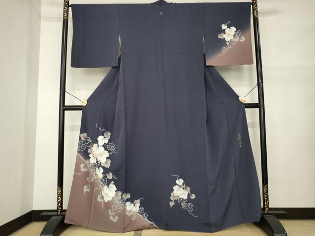平和屋着物●皇室デザイナー 中村乃武夫 訪問着 葡萄蔦草文 暈し染め 金彩 正絹 逸品 AABM5793ck