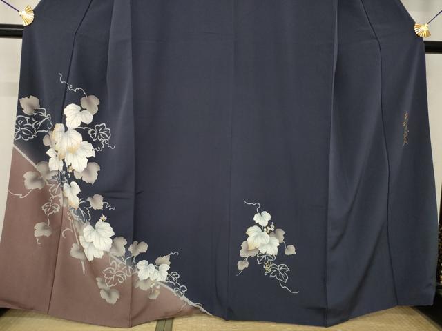 平和屋着物●皇室デザイナー 中村乃武夫 訪問着 葡萄蔦草文 暈し染め 金彩 正絹 逸品 AABM5793ck