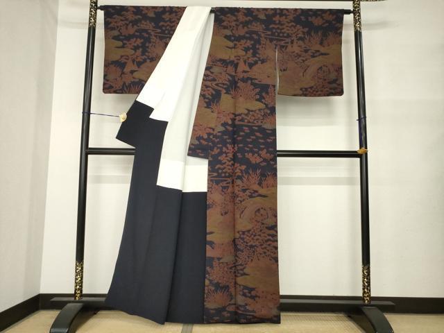 平和屋着物●訪問着 風景花文 正絹 逸品 AABM5795ck