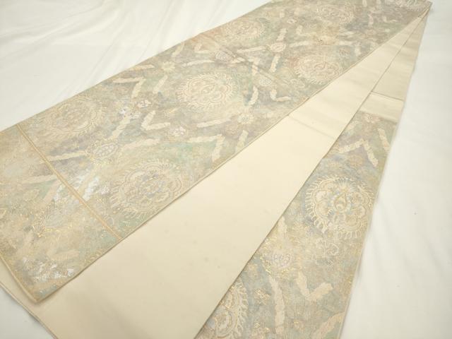 平和屋着物◎六通柄 本袋帯 更紗花文 二重箔 金銀糸 正絹 逸品 AABM5802ma
