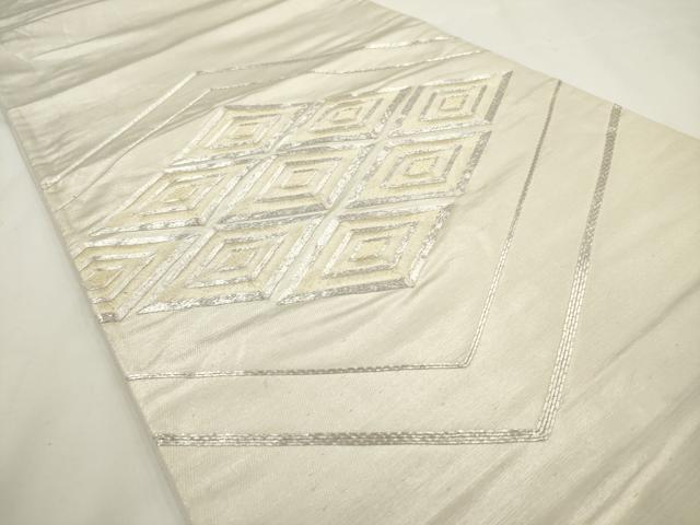 平和屋着物◎太鼓柄袋帯 駒刺繍 菱文 正絹 逸品 AABM5806ma