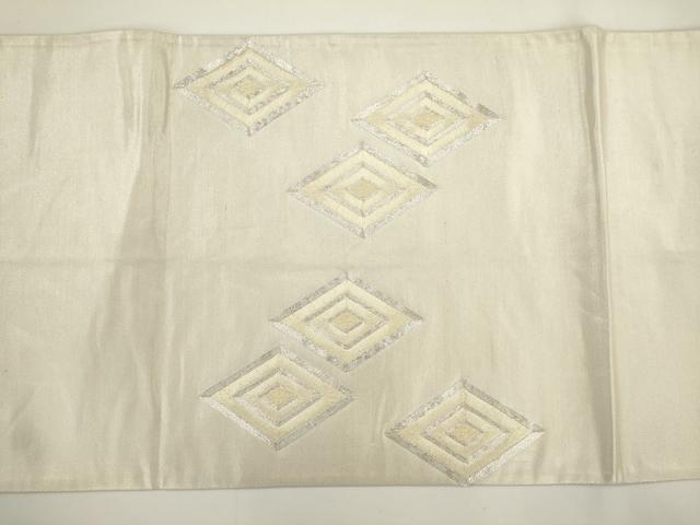 平和屋着物◎太鼓柄袋帯 駒刺繍 菱文 正絹 逸品 AABM5806ma