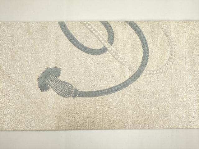 平和屋着物◎九寸名古屋帯 駒刺繍 鏡裏花文 銀糸 正絹 逸品 AABM5826ma
