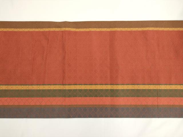 平和屋着物◎本場筑前博多織 八寸名古屋帯 草花間道 正絹 逸品 AABM5834ma