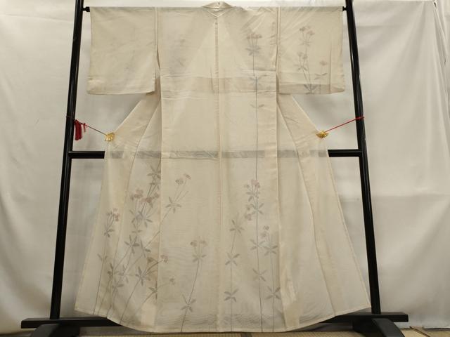 平和屋着物▽訪問着 無双 紗袷 紗×紗 草花文 正絹 逸品 AABM5941st