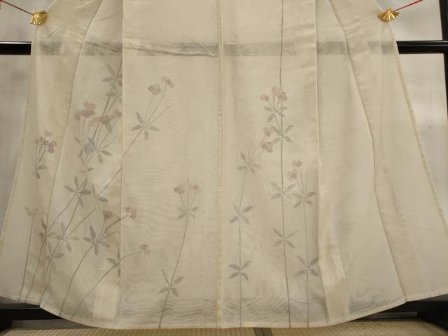 平和屋着物▽訪問着 無双 紗袷 紗×紗 草花文 正絹 逸品 AABM5941st
