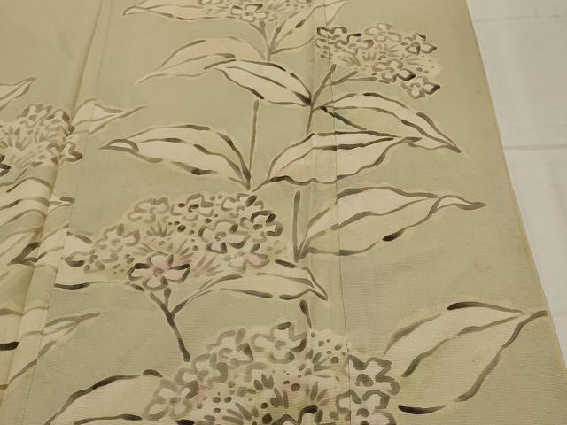 平和屋着物▽訪問着 無双 紗袷 紗×絽 手描き 草花文 正絹 逸品 AABM5942st