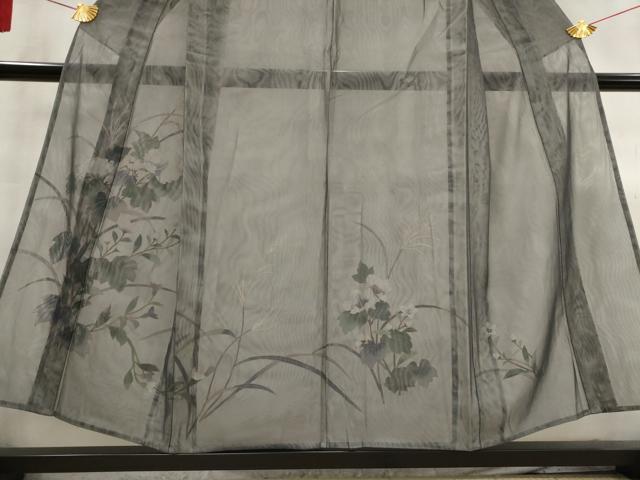 平和屋着物▽訪問着 無双 紗袷 紗×紗 手描き 草花文 金彩 正絹 逸品 AABM5971st
