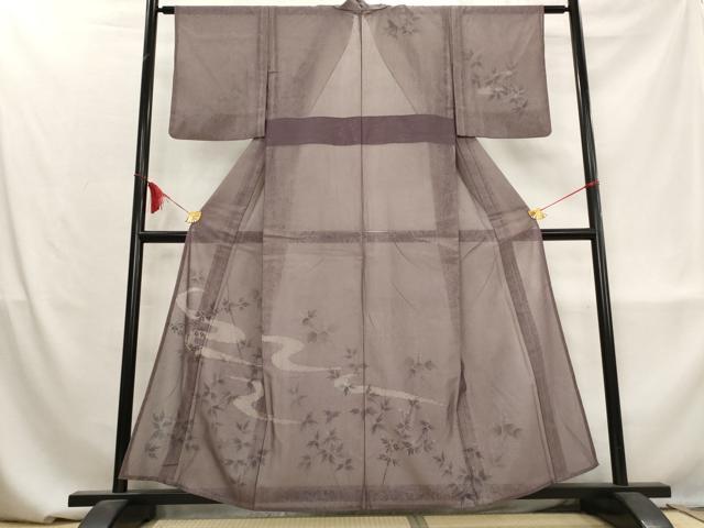 平和屋着物▽訪問着 無双 紗袷 紗×紗 流水枝葉文 正絹 逸品 AABM6037st
