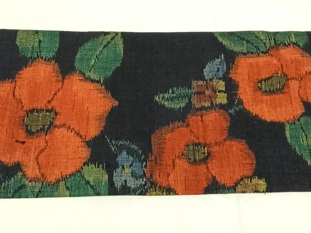 平和屋着物◎九寸名古屋帯 紬地 草花文 正絹 逸品 AABM6101dk