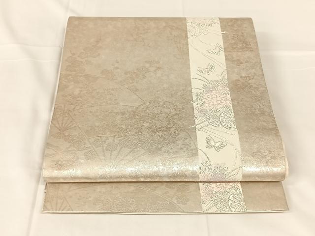 平和屋着物◎六通柄袋帯 唐織 花車舞蝶文 金銀糸 正絹 逸品 AABM6116dk