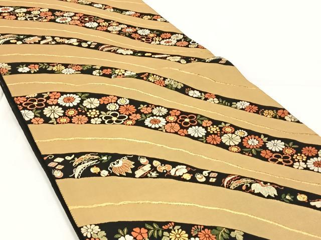 平和屋着物◎六通柄袋帯 唐織 道長花文 金糸 鈴乃屋扱い 正絹 逸品 AABM6132dk