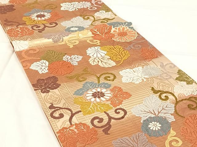 平和屋着物◎六通柄袋帯 唐織 能衣典雅錦 金糸 正絹 逸品 AABM6137dk