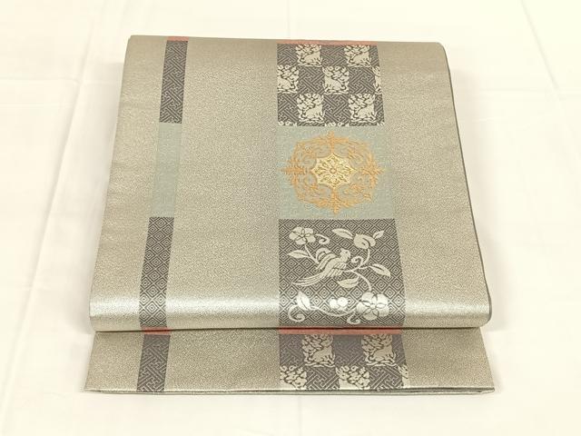 平和屋着物◎六通柄袋帯 鳳凰花鳥文 金銀糸 正絹 逸品 AABM6151dk