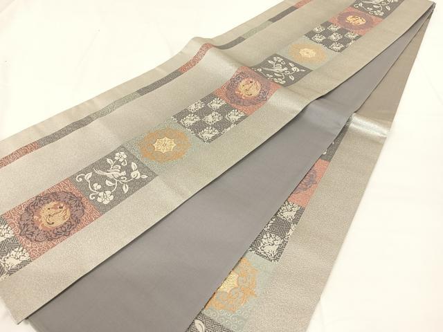 平和屋着物◎六通柄袋帯 鳳凰花鳥文 金銀糸 正絹 逸品 AABM6151dk