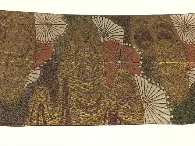 平和屋着物◎本場筑前博多織 八寸名古屋帯 流水花文 金糸 正絹 逸品 AABM6158dk