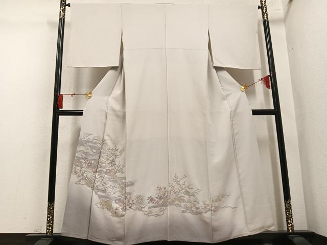 平和屋着物●中国三大刺繍 スワトウ刺繍 汕頭刺繍 総刺繍 訪問着 風景草花文 暈し染め 正絹 逸品 AABM6161ph