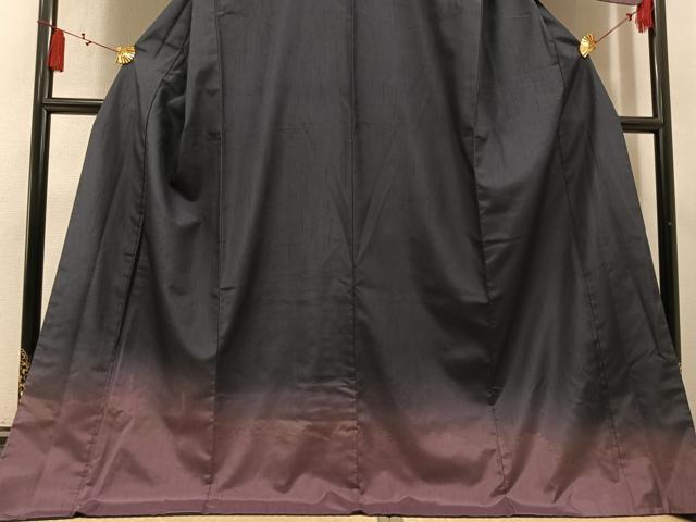 平和屋着物●染色作家 寺島利男 訪問着 紬地 風景シルエット 暈し染め ロング丈 正絹 逸品 AABM6166ph