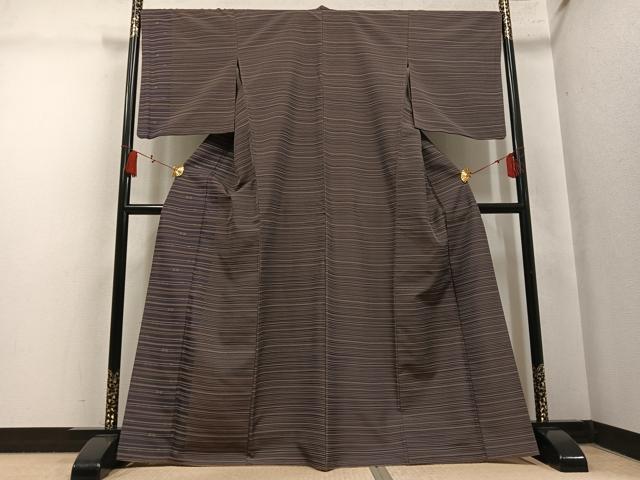 平和屋着物●訪問着 お召地 横段文 正絹 逸品 AABM6174ph