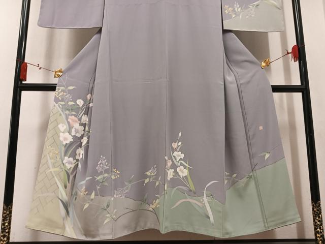 平和屋着物●訪問着 友禅 作家物 草花文 正絹 逸品 AABM6183ph