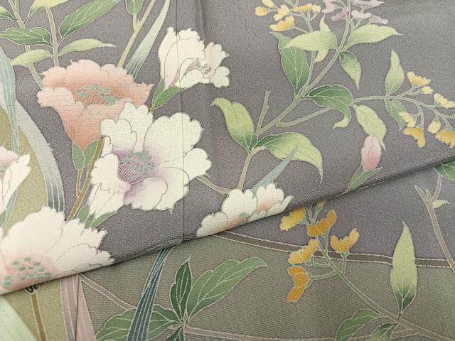 平和屋着物●訪問着 友禅 作家物 草花文 正絹 逸品 AABM6183ph