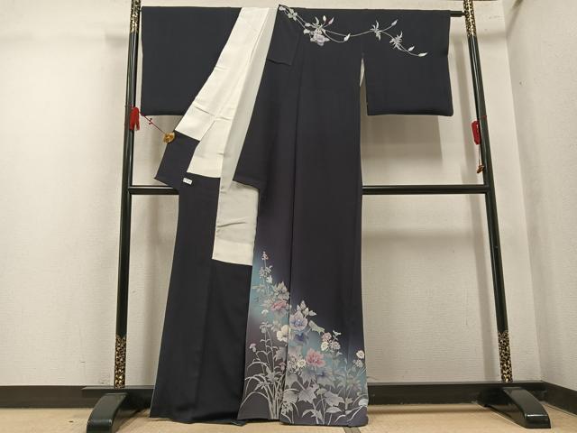平和屋着物●巨匠 前田華清 手描き 訪問着 枝花文 暈し染め 正絹 逸品 AABM6184ph
