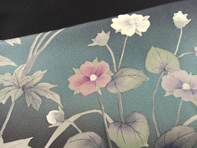 平和屋着物●巨匠 前田華清 手描き 訪問着 枝花文 暈し染め 正絹 逸品 AABM6184ph