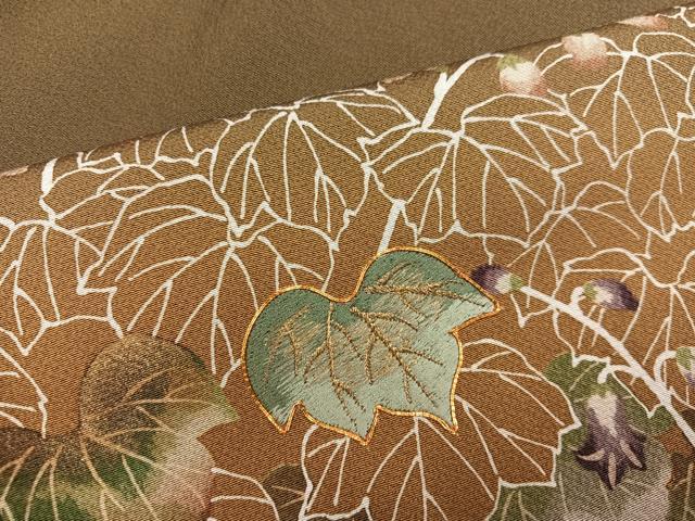 平和屋着物●ファッションデザイナー 花井幸子 訪問着 駒刺繍 草花文 暈し染め 金彩 正絹 逸品 AABM6186ph