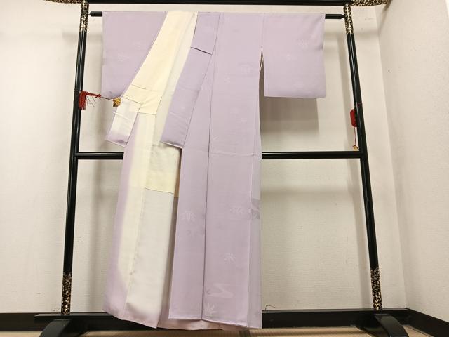 平和屋着物●上質な小紋 流水草花文 正絹 逸品 AABM6192ph
