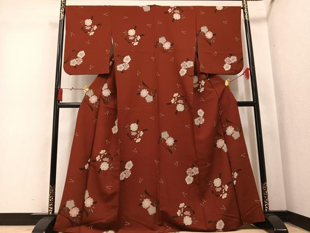 平和屋着物●撫松庵 小紋 桜 梅 綿 洗える着物 AABM6203ph