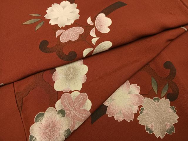 平和屋着物●撫松庵 小紋 桜 梅 綿 洗える着物 AABM6203ph